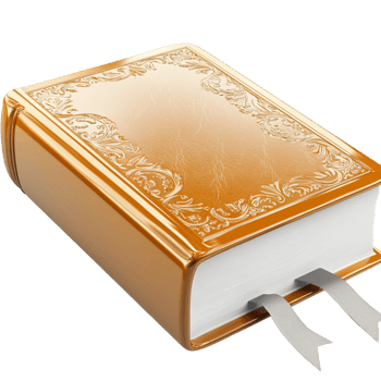 Old leather bound book with orange bookmark knowledge png