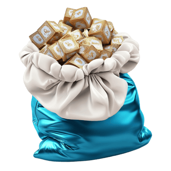 Blue sack full of white sugar cubes sweet png