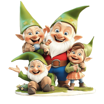 Happy gnome family group portrait holiday png