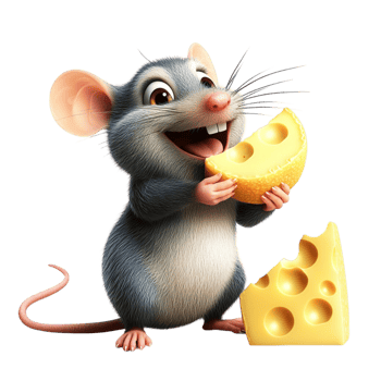 Cute mouse holding cheese slice adorable character png