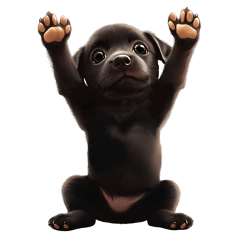 Cute black puppy sitting playful pet portrait png