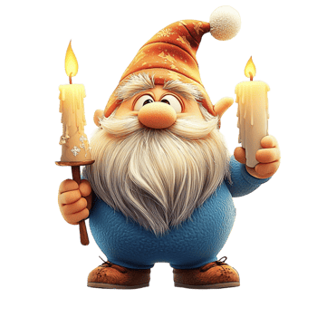 Cute christmas gnome holding candles festive holiday character png
