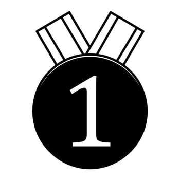 Black and white winning medal design, perfect for achievement, success, and victory concepts vector