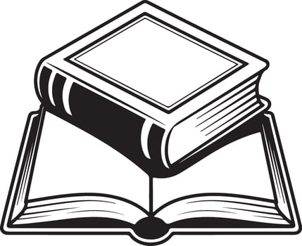 Illustration of an open book with a closed book on top vector