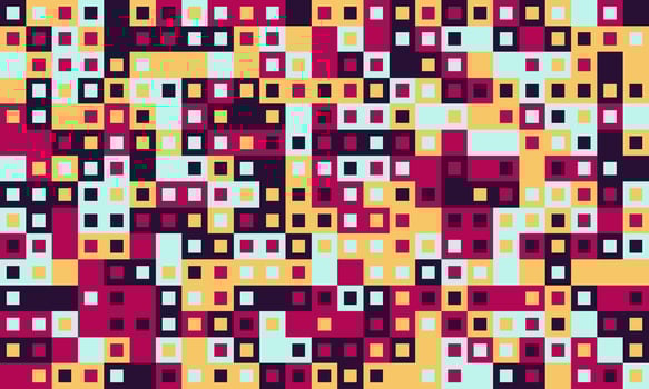 Abstract geometric pattern of vibrant squares. A colorful, pixelated design perfect for backgrounds, website banners, textiles, or modern art projects. vector