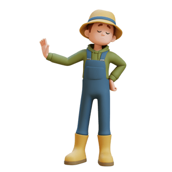 3D young farmer character giving refuse and negative rejection gesture png