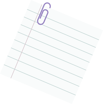 Lined Paper Note with Purple Paperclip png