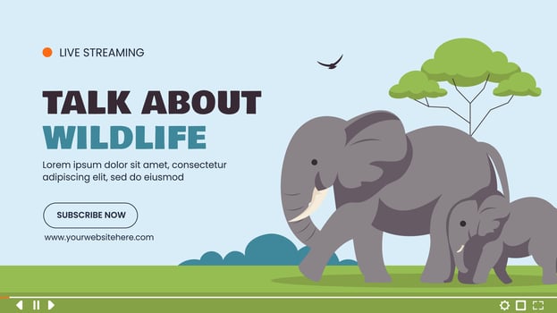 World Elephant Day Thumbnail in Flat Cartoon Style for Awareness and Conservation vector
