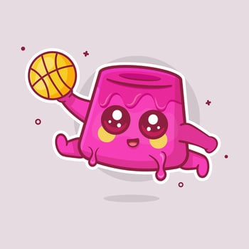 Pink jelly character with basketball vector