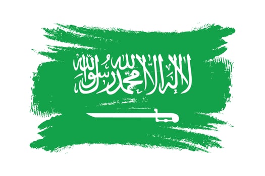 Textured Saudi Arabian Flag with Brush Strokes. vector