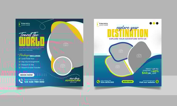 Travel package advertisement for adventures vector