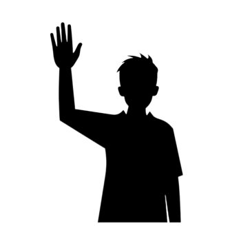Silhouette Man Raising Hand on Transparent Background Outline png