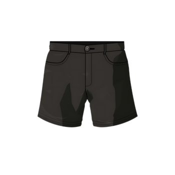 Black Casual Shorts with Button Zipper and Pockets Flat Lay Illustration. png