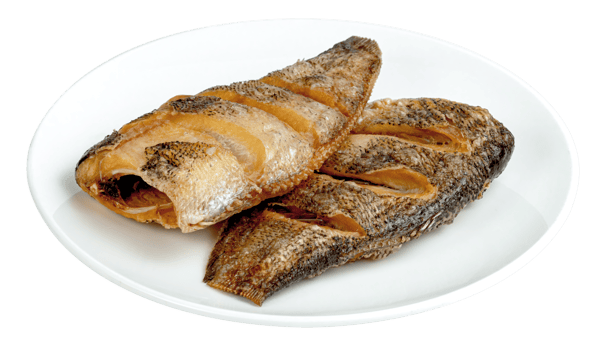 Fried Gourami fish in plate isolated png