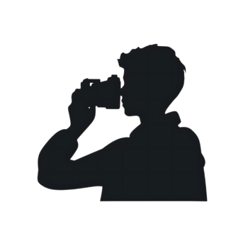 Silhouette of Photographer Holding Camera against Transparent Background png