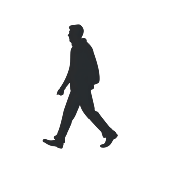 Walking Man Dark Gray Silhouette on Transparent Background png
