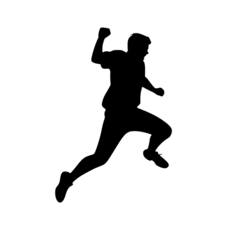 White Silhouette of Figure Jumping in Black Minimalist Style png