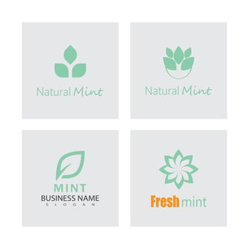 Set Simple mint logo leaf and symbol vector