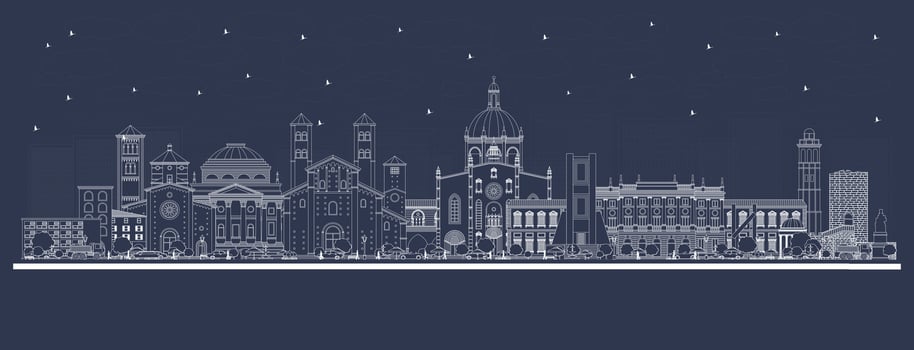 Outline Como Italy City Skyline with white Buildings. Illustration. Business Travel and Concept with Historic Architecture. Como Cityscape with Landmarks. vector