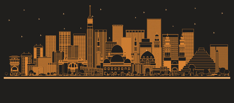 Outline Cairo Egypt City Skyline with orange Buildings. Business Travel and Concept with Modern Architecture. Cairo Cityscape with Landmarks. vector