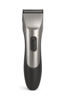 Modern cordless electric hair clipper with sleek metallic and black design isolated on transparent background png