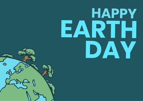 Happy Earth Day with trees and globe vector
