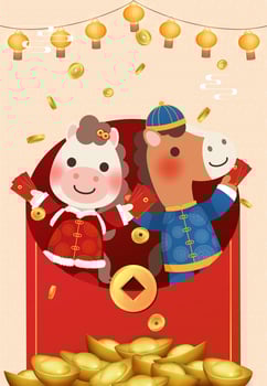 Horses celebrating Lunar New Year vector