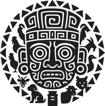 the aztec symbol is a black and white image vector