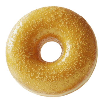 A golden glazed donut with sugar sprinkles isolated on transparent background png