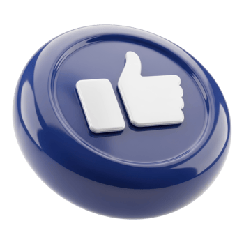 A blue facebook like button isolated on transparent background png