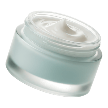 A jar of white cosmetic cream isolated on a transparent background png