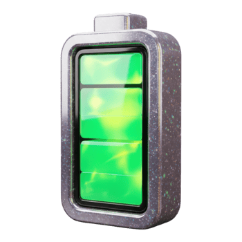Full battery icon with green charge indicator isolated on white isolated on transparent background png