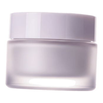A frosted glass cosmetic cream jar isolated on transparent background png