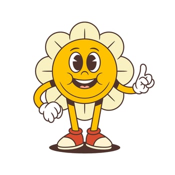 Smiling Flower Character Giving Double Thumbs Up In Positive Encouraging Pose Illustration vector