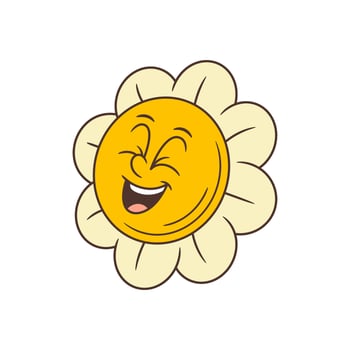 Playful Winking Flower Character With Mischievous Smile And Retro Style Illustration vector