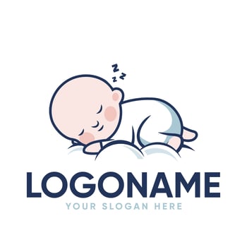 Sleeping Baby on a Cloud Logo vector