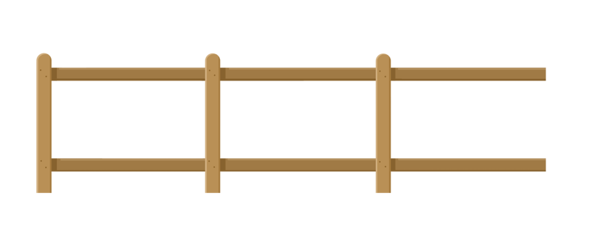 Minimalist Wooden Horizontal Rail Fence Section for Borders png