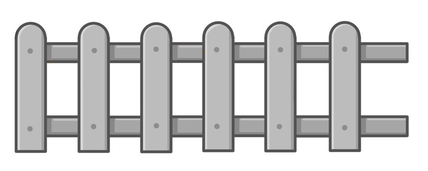 Gray Simple Wooden Picket Fence Section for Game and UI Design png