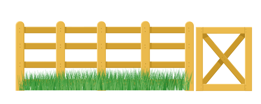 Wooden Rail Fence with Lush Green Grass and Ranch Gate png