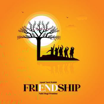 People celebrating friendship against sunset vector
