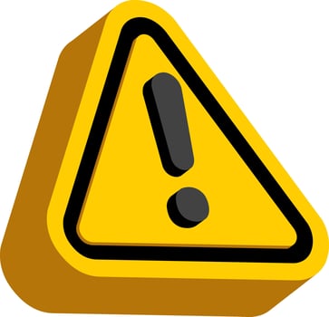 Yellow Warning sign symbol icon 3d isolated vector