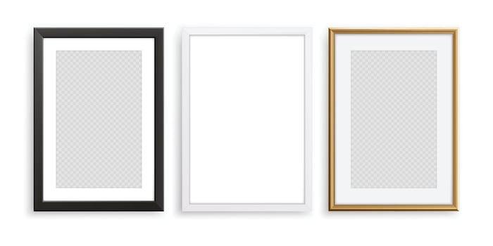 Realistic Photo Frame Template Set vector