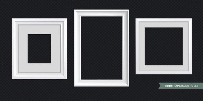 White Realistic Photo Frame Template Collection vector