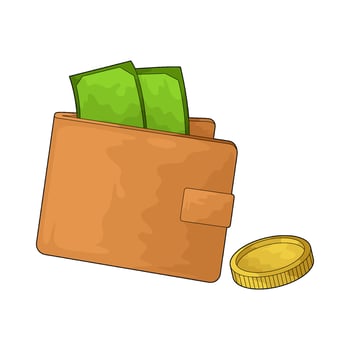 wallet with banknote and coins vector