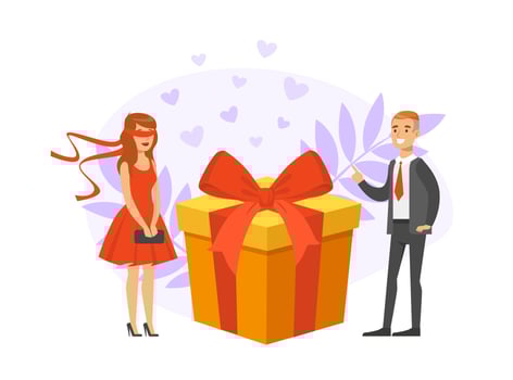 Girl Having Blind Date, People Finding Love, Young Man and Blindfolded Girl Met through Online Dating Application or Website Illustration vector