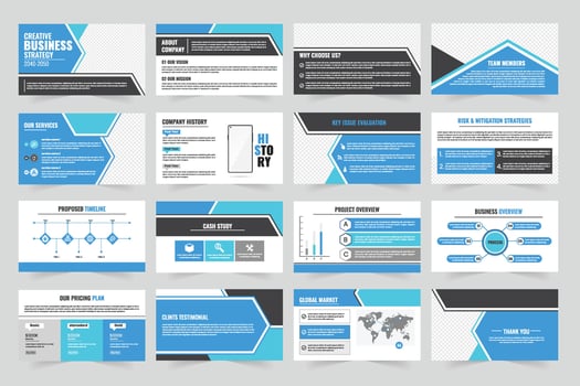 Business strategy presentation slides layout vector