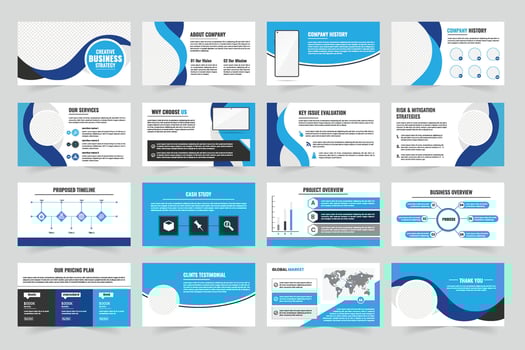 Business strategy presentation slides layout vector