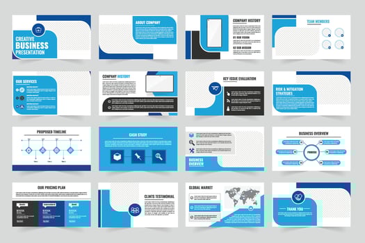 Business presentation template with various sections vector
