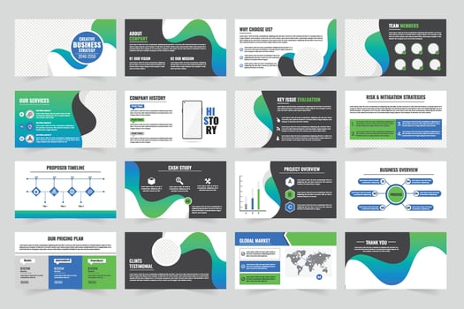 Business presentation slides template design vector