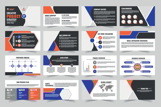 Creative project strategy presentation slides vector